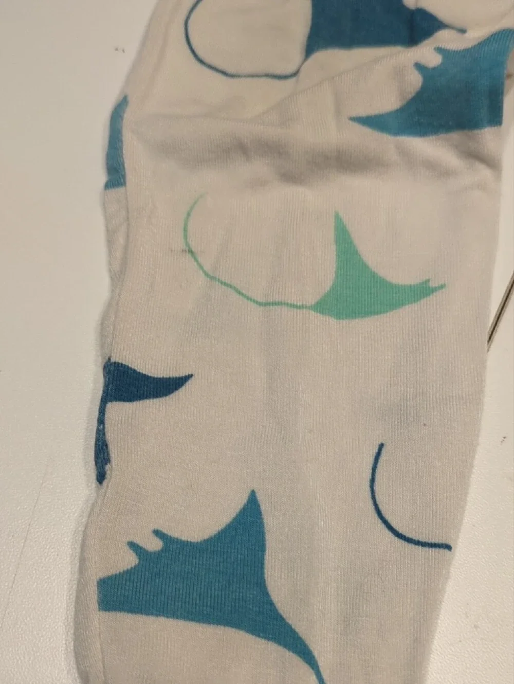 Kickee Pants White Footie Pajamas with Blue and Aqua Manta Ray Print